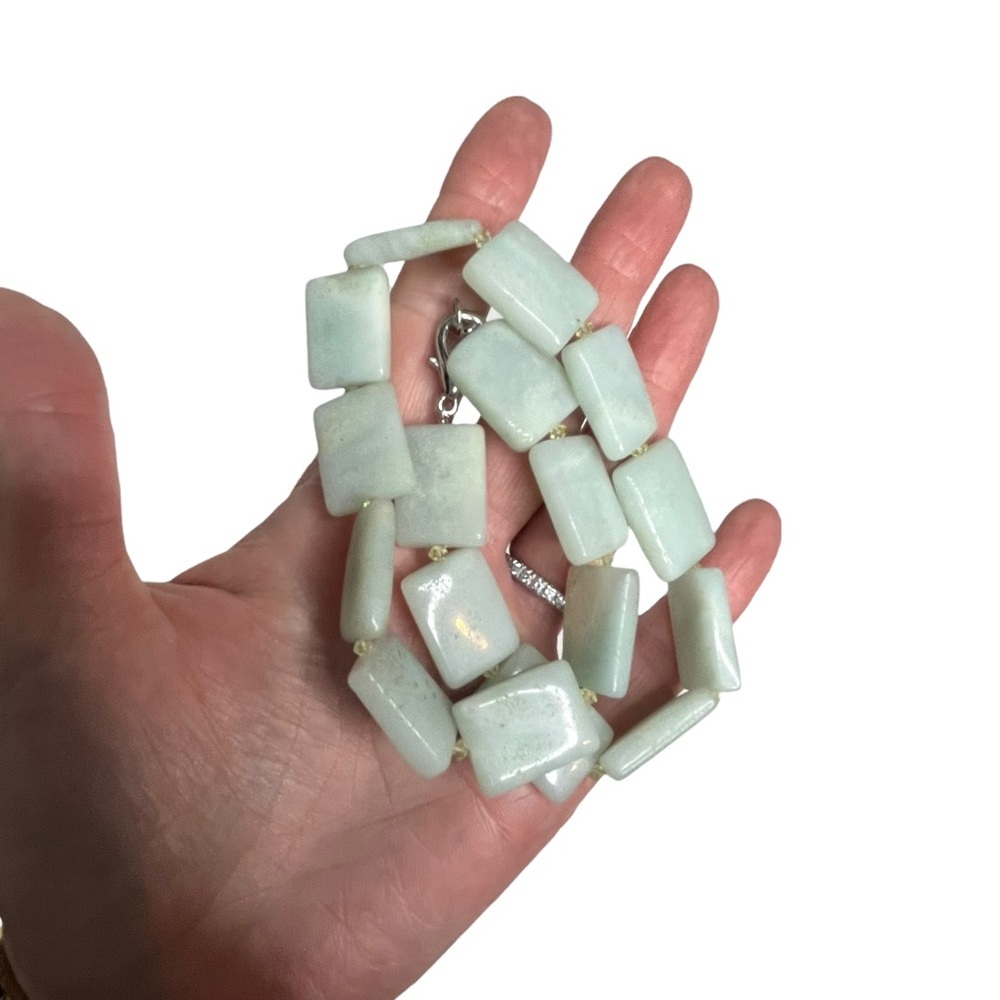 Handmade Artisan Colombian Seafoam Green Stone Choker Necklace - Picture 11 of 14